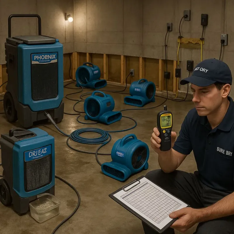 Structural Drying and Dehumidification process in Scotts Valley, CA